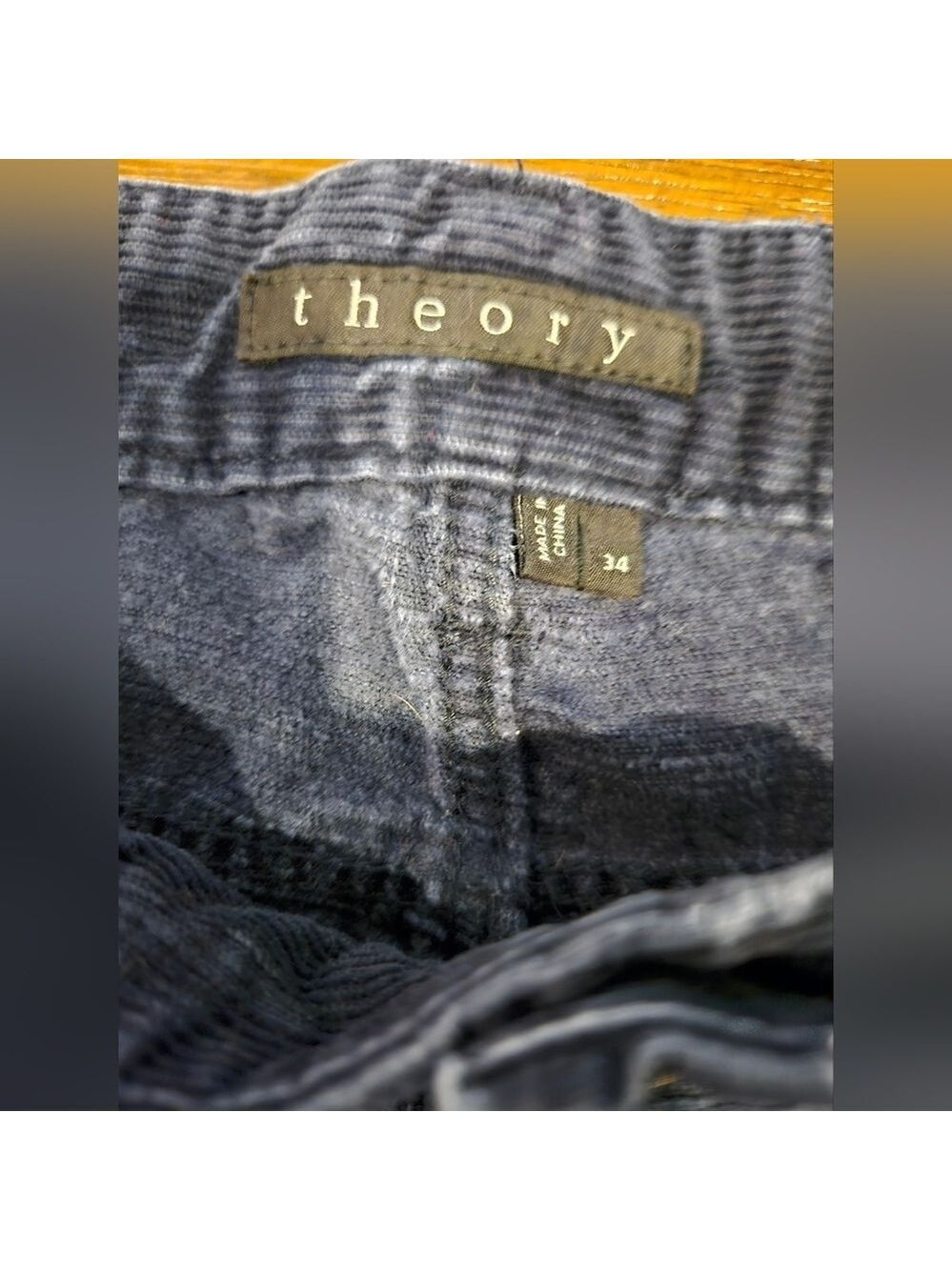 THEORY WOMEN'S NAVY BLUE ZIGGY SLIM LEG MID-RISE CORDUROY PANTS SIZE 34 - Picture 2 of 8